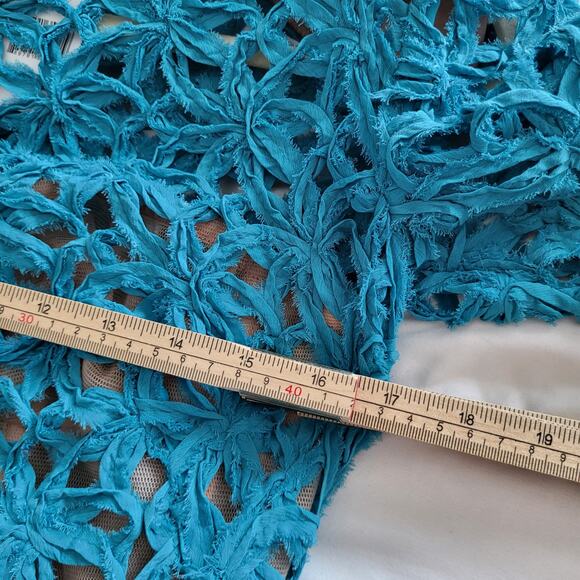 NWT $850 Bronx & Banco Casey Mini Dress L / 8 Turquoise Blue Boned Bodice Floral - Picture 12 of 16